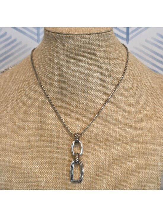 Napier Jewelry - Napier Silver Tone Chain Rectangle Ring Pendant 18" Necklace